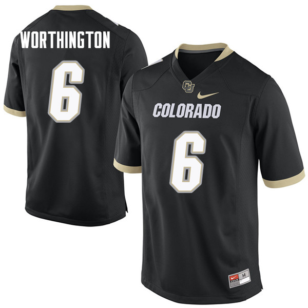 Men #6 Evan Worthington Colorado Buffaloes College Football Jerseys Sale-Black